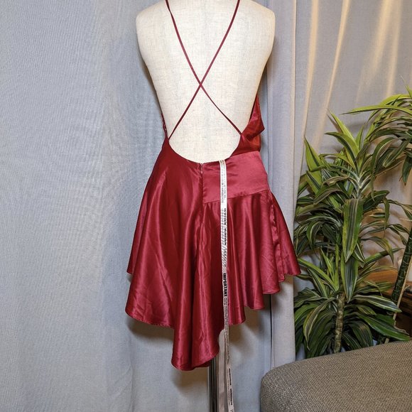 NEW House of CB London Red Lola Satin Slip Sleeveless Mini Dress Size Medium - Picture 6 of 10
